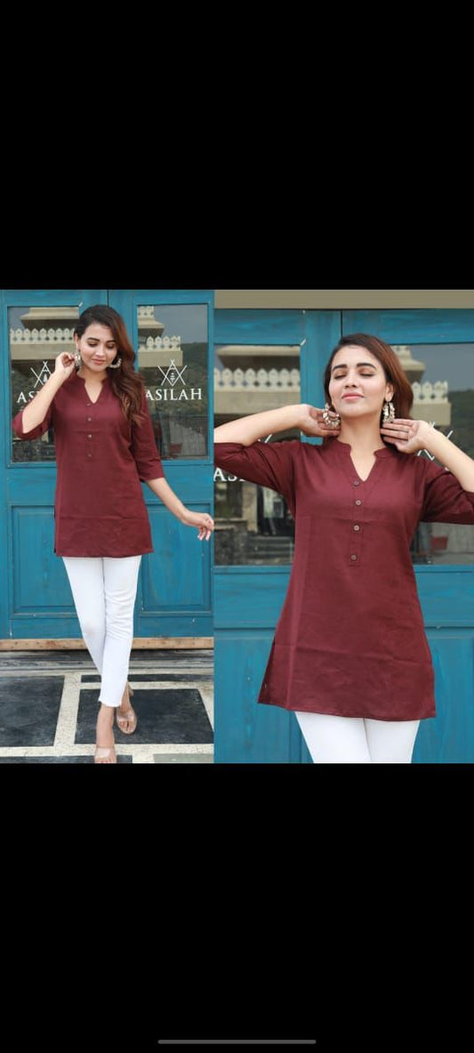 Women's Linen Solid Color Tops